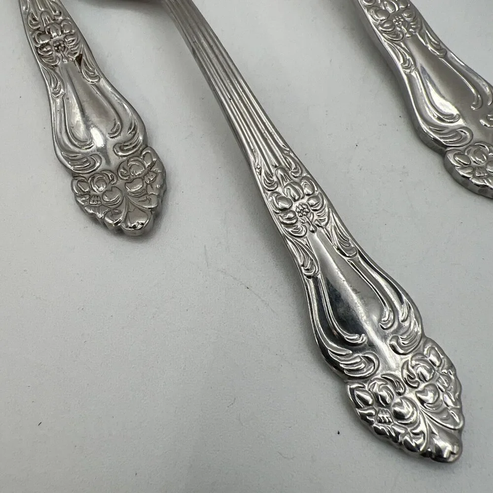 Set 4 Reed & Barton Dinner Teaspoons Tiger Lily Festivity Flatware Spoons
